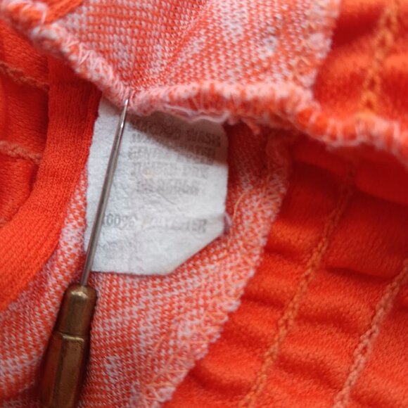 XS Vintage 70's Style Orange Floral Halter Crop Top Ruffle Hem Adjustable Tie - Picture 8 of 8